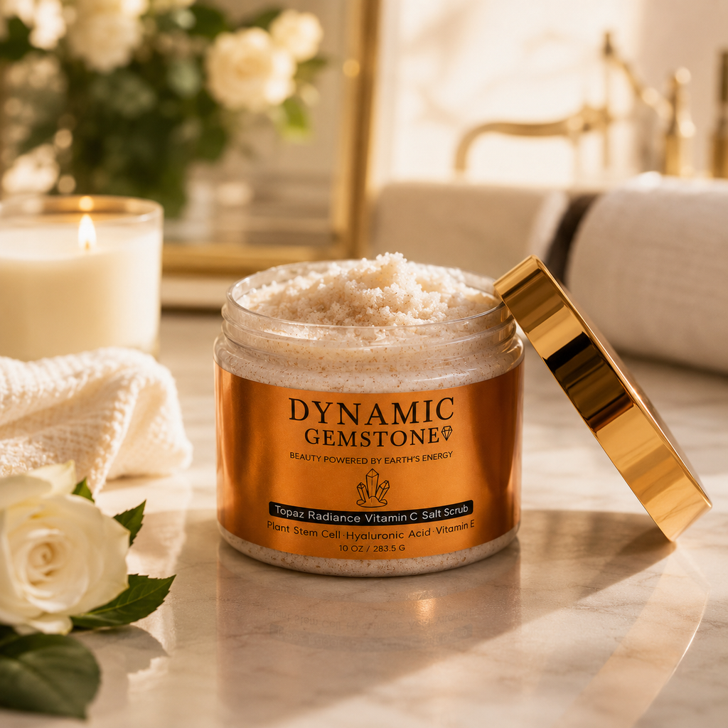 Dynamic Gemstone Topaz Radiance Vitamin C Salt Scrub ingredients infographic