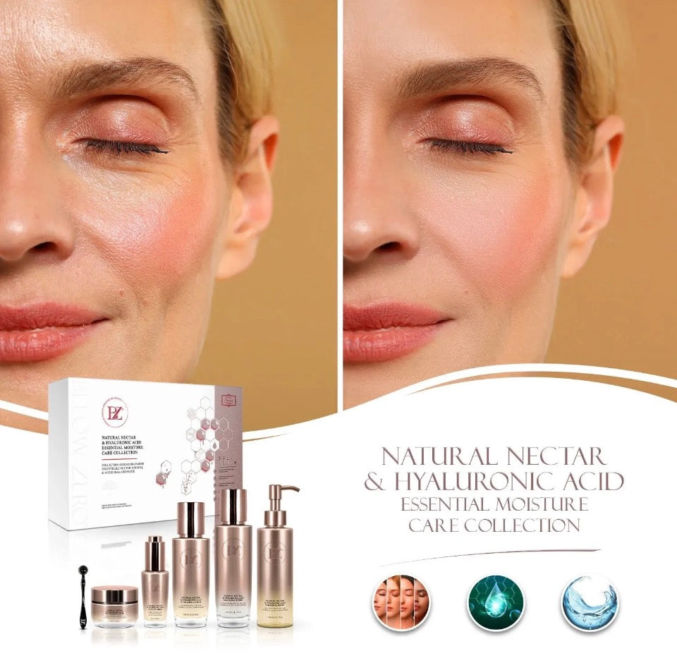Before and after with BZ Natural Nectar & Hyaluronic Acid Collection - smoother, more hydrated skin