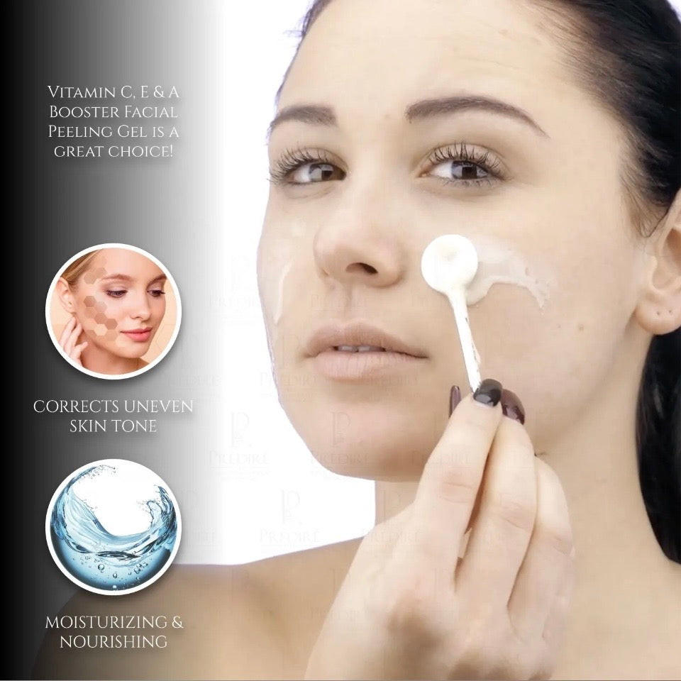 Prédiré Paris Peeling Gel benefits - corrects uneven skin tone, moisturizing and nourishing with Vitamin C, E & A Booster